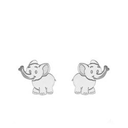 Boucles d'Oreilles Elephant en Or Blanc 375 - Bambins