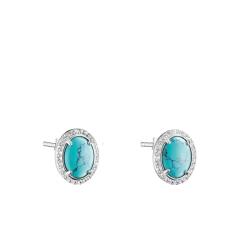 Boucles d'Oreilles Elyndra en Argent 925, Pierre Turquoise & Oxydes de Zirconium - H2354-405-17 - Thomas Sabo