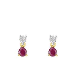 Boucles d'Oreilles en 2 Ors 750 & Diamant et Rubis - Joelli