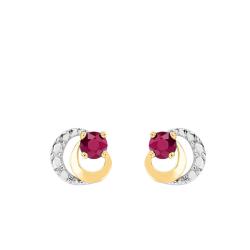 Boucles d'Oreilles en 2 Ors 750 & Rubis - Joelli