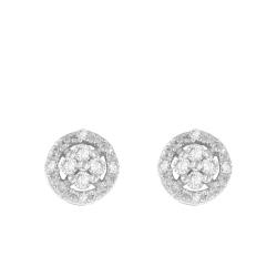 PROMO Boucles d'Oreilles en Argent 925 Plaqué Or Jaune & Diamants de Synthèse 0,14 ct - Emanessence OCARAT.COM BIJOUTERIE N°1