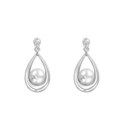 Boucles d'Oreilles en Argent & Perles d'Eau Douce 7/8 mm - Négoce-îles