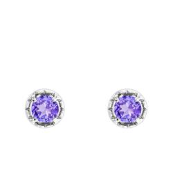 Boucles d'Oreilles en Or Blanc 375 ou 750 & Améthyste - Aurora
