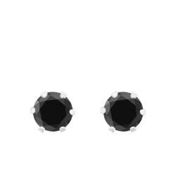 Boucles d'Oreilles en Or Blanc 375 & Oxyde Noir Rond - Allegoria