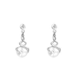 Boucles d'Oreilles en Or Blanc 375 & Perle de Culture - Emanessence