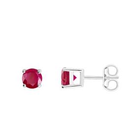 Boucles d'Oreilles en Or Blanc 750 & Rubis - Demetra