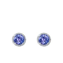 Boucles d'Oreilles en Or Blanc & Tanzanite 0,25 ct - Aurora