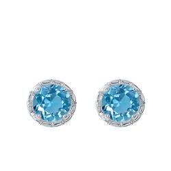 Boucles d'Oreilles en Or Blanc & Topaze 0,25 ct - Aurora