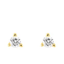 Boucles d'Oreilles en Or Jaune 375 & Diamants de Synthèse 0,10 ct à 0,50 ct - Emanessence