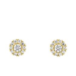 Boucles d'Oreilles en Or Jaune 375 & Diamants de Synthèse 0,11 ct à 0,74 ct - Emanessence