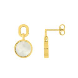 Boucles d'Oreilles en Or Jaune 375 & Nacre Blanche - Emanessence