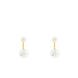 Boucles d'Oreilles en Or Jaune 375 ou 750 & Double Perles - Emanessence