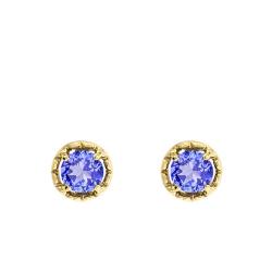 Boucles d'Oreilles en Or Jaune 375 ou 750 & Tanzanite - Aurora