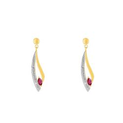 Boucles d'Oreilles en Or Jaune 375 & Oxydes de Zirconium et Rubis - Aurora