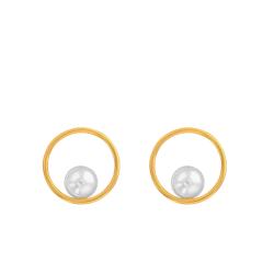 Boucles d'Oreilles en Or Jaune 375 & Perle De Culture - Emanessence