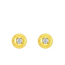 Boucles d'Oreilles en Or Jaune 750 & Diamant Serti Clos - Rosatella