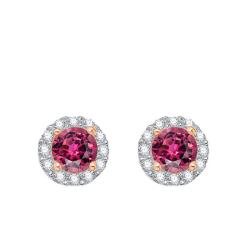 Boucles d'Oreilles en Or Rose & Diamants et Tourmaline - Aurora