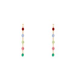 Boucles d'Oreilles en Plaqué Or 750 & Pierres Multicolores - Naïades