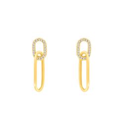 Boucles d'Oreilles en Plaqué Or Jaune & Oxyde de Zirconium - Naïades