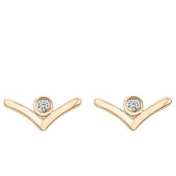 Boucles d'Oreilles en V Envolée en Plaqué Or Jaune & Diamant - La Garçonne Diamant