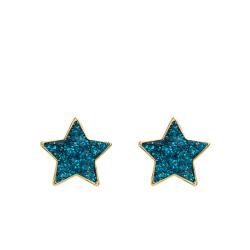 PROMO Boucles d'Oreilles Étoiles Bleues en Or jaune 375 & Laque - Bambins OCARAT.COM BIJOUTERIE N°1