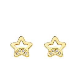 Boucles d'Oreilles Étoiles en Or Jaune 750 & Oxydes de Zirconium Blancs - Bambins