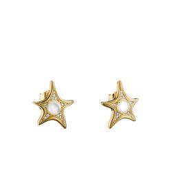 Boucles d'Oreilles Étoiles Fluid Elegance en Métal Doré, Nacre & Oxydes de Zirconium - H2351-M01-14 - Thomas Sabo