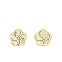 Boucles d'Oreilles Fleur en Or Jaune 375 & Nacre - Emanessence