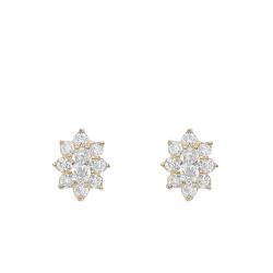 Boucles d'Oreilles Fleur en Or Jaune 375 & Oxydes de Zirconium Blancs - Emanessence