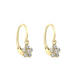 Boucles d'Oreilles Fleur en Or Jaune 375 & Oxydes de Zirconium - Emanessence