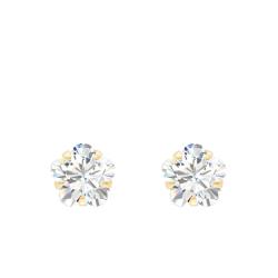 Boucles d'Oreilles Fleur en Or Jaune 750 & Oxydes de Zirconium - Vandona
