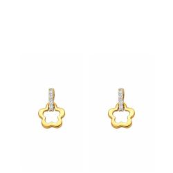Boucles d'Oreilles Fleur en Or Jaune & Oxydes de Zirconium - Bambins