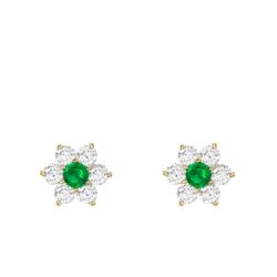 Boucles d'Oreilles Grappe de Fleurs en Or Jaune 375 & Pierres Bicolores - Emanessence