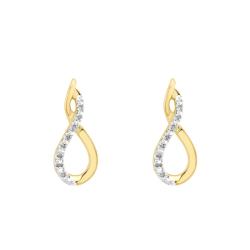 Boucles d'Oreilles Huit en Or Jaune 375 & Diamants 0,06 ct - Emanessence