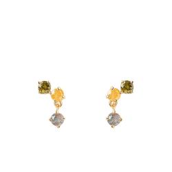 PROMO Boucles d'Oreilles JUNO Juno Doré en Oxydes de Zirconium & Labradorite - AR01-544-U - Pdpaola OCARAT.COM BIJOUTERIE N°1