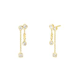 Boucles d'Oreilles Kors Brillance en Argent Plaqué Or Jaune & Oxydes de Zirconium Blancs - Michael Kors