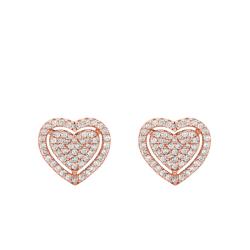 Boucles d'Oreilles Kors Love Coeur en Argent Plaqué Or Rose & Oxydes de Zirconium - Michael Kors