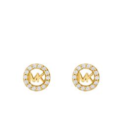Boucles d'Oreilles Kors MK Rondes en Argent Plaqué Or Jaune & Oxydes de Zirconium - Michael Kors