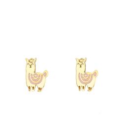 Boucles d'Oreilles Lama en Or Jaune & Email - Bambins