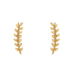 Boucles d'Oreilles Laurier en Plaqué Or Jaune - Naïades