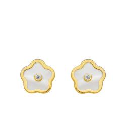 Boucles d'Oreilles lFleur en Or Jaune & Nacre - Bambins