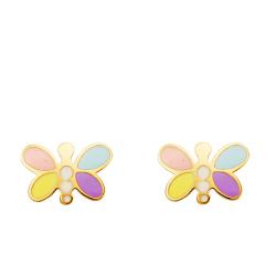 Boucles d'Oreilles Libellules en Or Jaune 750 & Émaillées - Bambins