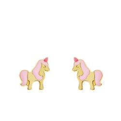 Boucles d'Oreilles Licorne en Or Jaune 750 - Bambins