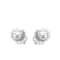 Boucles d'Oreilles Lion en Or Blanc 375 - Bambins