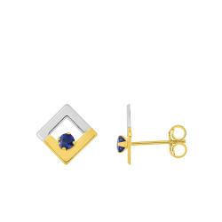 Boucles d'Oreilles Losange en 2 Ors 375 ou 750 & Saphir - Emanessence