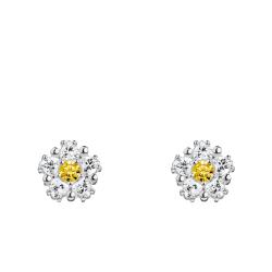 Boucles d'Oreilles Lovely Daisy Fleurs en Argent 925 & Oxydes de Zirconium Bicolores - H2297-051-4 - Thomas Sabo