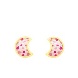 Boucles d'Oreilles Lune Etoilée en Or Jaune - Bambins