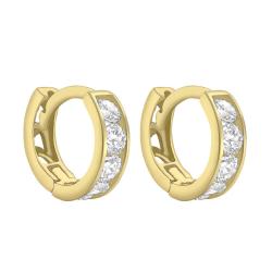 Boucles d'Oreilles Mini Créoles Huggy en Or Jaune 375, Diamètre 9 mm - Emanessence