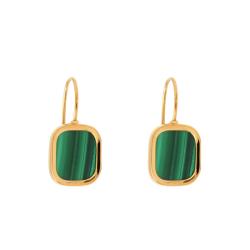 Boucles d'Oreilles Mykonos en Plaqué Or Jaune & Malachite - Skalli