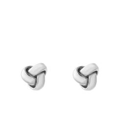 Boucles d'Oreilles Noeud en Or Blanc 375, Diamètre 6 mm - Emanessence